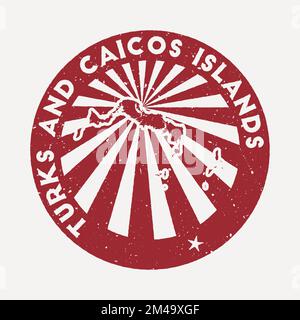 Turks- und Caicosinseln-Stempel. Reisen Sie roten Stempel mit der Karte der Insel, Vektor-Illustration. Stock Vektor