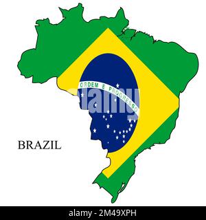 Darstellung des Kartenvektors Brasilien. Weltwirtschaft. Berühmtes Land. Südamerika. Lateinamerika. Amerika. Stock Vektor