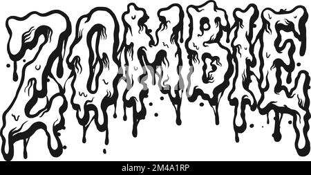 Zombie Text Logo Silhouette Vektorabbildungen für Ihr Arbeitslogo, Merchandise-T-Shirt, Aufkleber und Etikettendesigns, Poster, Grußkarten Stock Vektor