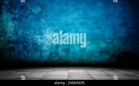 Schönes abstraktes Grunge Dekorativ Dunkelblau mit Boden. Für Displayprodukt. Speicherplatz kopieren. 3D-Rendering Stockfoto