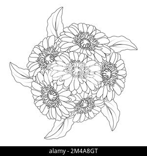 Malseite mit blumenmotiv und Doodle-Art-Design in detaillierter Vektorgrafik Stock Vektor