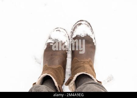 Damenstiefel in der Draufsicht Stockfoto