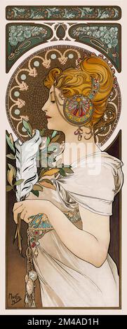 La Plume von Alphonse Mucha (1860-1939). Poster wurde 1899 in Frankreich veröffentlicht. Stockfoto