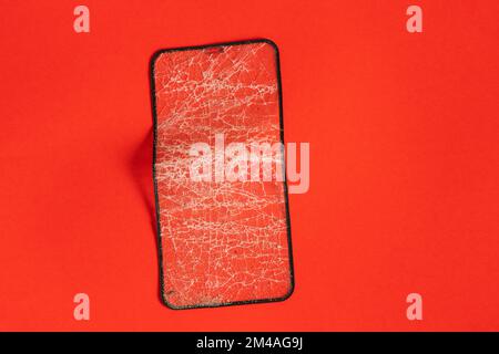 Zerbrochenes gehärtetes Schutzglas für das Telefon Stockfoto
