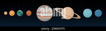 Sonnensystemplaneten. Vektordarstellung. Stock Vektor