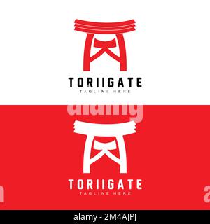 Torii Gate Logo, Japanische Geschichte Tor Symbol Vektor, Chinesische Illustration, Holzdesign Unternehmen Markenvorlage Stock Vektor