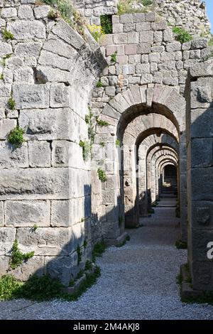 Pergamon ist eine wichtige Touristenattraktion. Eine Stadt gewidmet Aphrodite, der Göttin der Liebe - Schönheit. Pergamon ist Teil des UNESCO-Weltkulturerbes Stockfoto