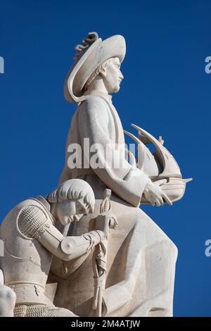 Details der portugiesischen Statuen der Entdecker im Padrão dos Descobrimentos in Belém, Lissabon, Portugal Stockfoto