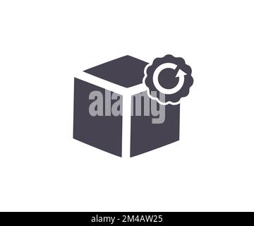 Rücksendung, Sendungsverfolgung, Kartons, Pakete, Logodesign der Pakete. Vektordesign für kostenlose Lieferung, Rücksendung, Versand und Zustellkartonservice Stock Vektor