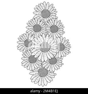 Sonnenblumenvektor der Farbseite Doodle Bleistiftlinie zeichnen blühende Blume Stock Vektor