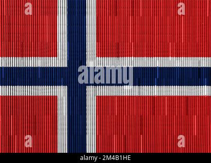 Norwegische Flagge auf strukturiertem Hintergrund. Konzeptcollage. Stockfoto