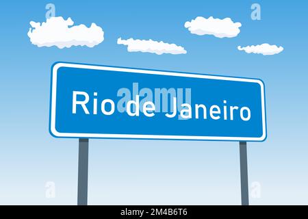 Rio de Janeiro City-Schild in Brasilien. Straßenschild „City Limit Welcome“. Stock Vektor