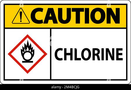 Vorsicht: GHS-Schild für Chloroxidationsmittel auf weißem Hintergrund Stock Vektor