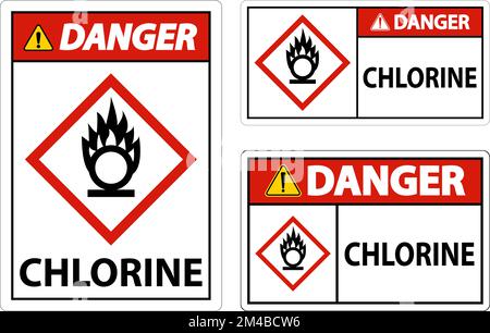 Gefahr Chlor-Oxidationsmittel GHS-Schild auf weißem Hintergrund Stock Vektor