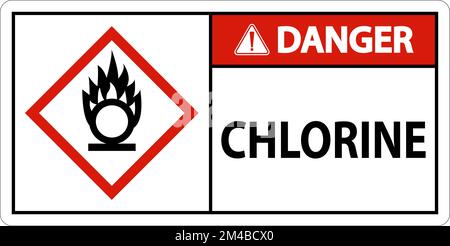 Gefahr Chlor-Oxidationsmittel GHS-Schild auf weißem Hintergrund Stock Vektor