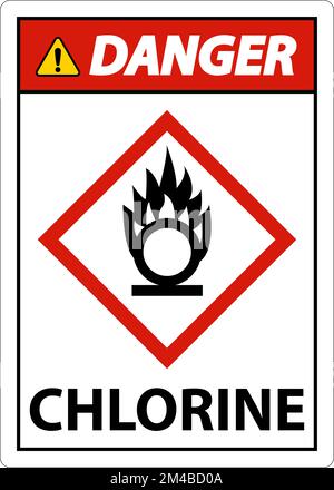 Gefahr Chlor-Oxidationsmittel GHS-Schild auf weißem Hintergrund Stock Vektor