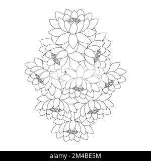 lotusblütenmalerei Seite der Einfachheit künstlerisch gezeichnet mit Blütenblüte auf isoliertem Hintergrund Stock Vektor