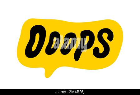 HOPPLA, Sprechblase. OPS-Text. Handgezeichnetes Zitat. Hoppla Symbolbeschriftung. Doodle Phrase. Stock Vektor