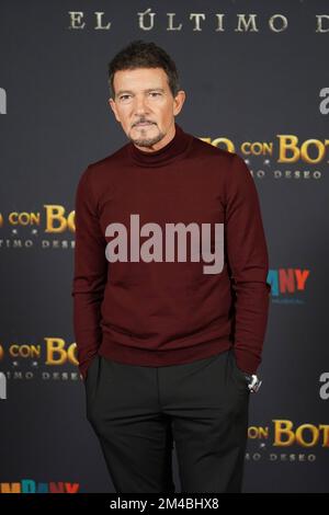 Schauspieler Antonio Banderas beim FotoCall-Film El Gato con Botas: El ultimo deseo in Madrid am Dienstag, den 20. Dezember 2022 Kredit: CORDON PRESS/Alamy Live News Stockfoto