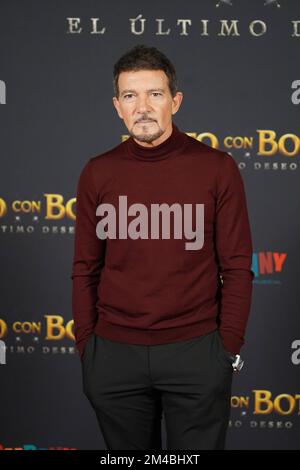 Schauspieler Antonio Banderas beim FotoCall-Film El Gato con Botas: El ultimo deseo in Madrid am Dienstag, den 20. Dezember 2022 Kredit: CORDON PRESS/Alamy Live News Stockfoto