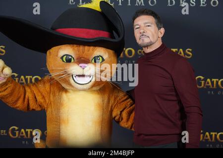 Schauspieler Antonio Banderas beim FotoCall-Film El Gato con Botas: El ultimo deseo in Madrid am Dienstag, den 20. Dezember 2022 Kredit: CORDON PRESS/Alamy Live News Stockfoto