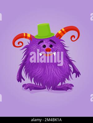 Vektorbild mit niedlichem lila Cartoon Monster Stock Vektor