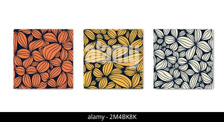 Wellige Blumen kurvige Blütenmuster. Handgemalte, abstrakte kritzeleien im quadratischen zentangle-Design. Wandgemälde, Wohndekor, Posterkarte für soziale Medien Stock Vektor