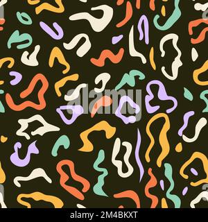 Nahtloses Retro-Muster aus Tierhaut im 90s-Style. Abstrakter Leopardenhintergrund. Alte Rosetten Textur. Vektordarstellung. Stock Vektor