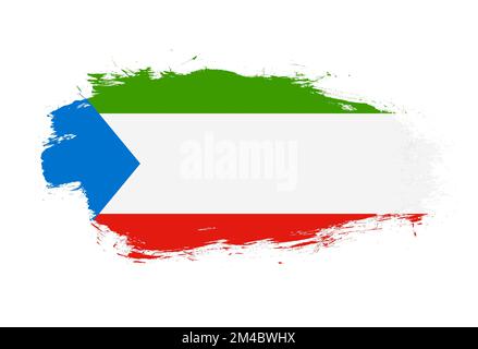 Flagge der Äquatorialguinea auf weißem Pinselhintergrund Stockfoto