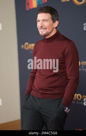 Schauspieler Antonio Banderas besucht die Fotokonferenz „El Gato Con Botas: El Ultimo Deseo“ (Kuss in Boots: Der letzte Wunsch) im Urso Hotel in Madrid. (Foto: Atilano Garcia / SOPA Images / Sipa USA) Stockfoto