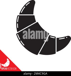 Croissant-Vektor-Glyphe-Symbol. Französisches Gebäcksymbol. Stock Vektor