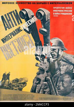 Kommunistisches Poster von Gustav Klutsis (1895-1938) ANTIIMPERIALISTISCHE AUSSTELLUNG Stockfoto