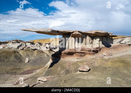 Foto des King of Wings, einer bizarren, erodierten Felsformation in der Nähe von Nageezi, New Mexico, USA. Stockfoto