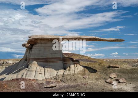 Foto des King of Wings, einer bizarren, erodierten Felsformation in der Nähe von Nageezi, New Mexico, USA. Stockfoto