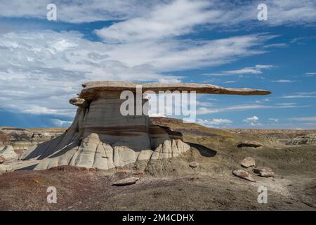 Foto des King of Wings, einer bizarren, erodierten Felsformation in der Nähe von Nageezi, New Mexico, USA. Stockfoto