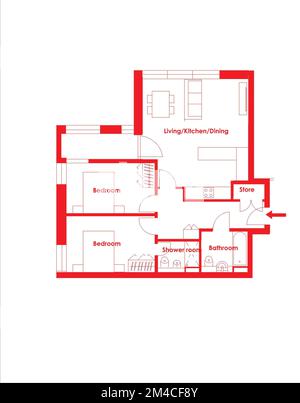 Bilder des Hotellogos. Schwarzes Linien-Symbol für Haus. Symbol Grundriss. Beliebtes Medienelement. Immobiliensymbol. Stockfoto