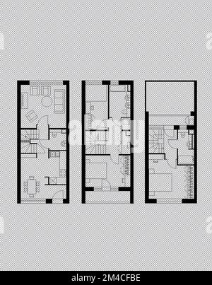 Bilder des Hotellogos. Schwarzes Linien-Symbol für Haus. Symbol Grundriss. Beliebtes Medienelement. Immobiliensymbol. Stockfoto