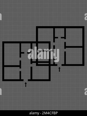 Bilder des Hotellogos. Schwarzes Linien-Symbol für Haus. Symbol Grundriss. Beliebtes Medienelement. Immobiliensymbol. Stockfoto