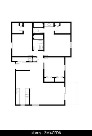 Bilder des Hotellogos. Schwarzes Linien-Symbol für Haus. Symbol Grundriss. Beliebtes Medienelement. Immobiliensymbol. Stockfoto