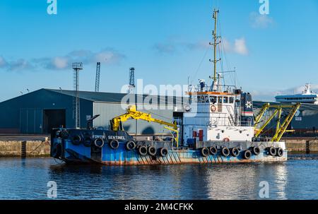 Forth Sentinel Utility Shipping Leith Harbour, Edinburgh, Schottland, Vereinigtes Königreich Stockfoto