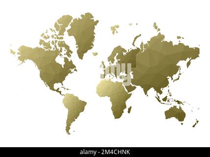 Weltkarte. Klassische Kontinente mit niedrigem Poly-Stil. Vektorabbildung. Stock Vektor