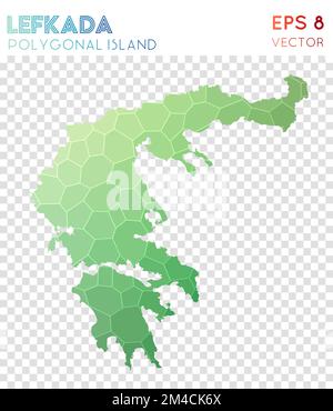 Polygonale Karte von Lefkada, Insel im Mosaikstil. Schönes Design mit niedriger Poly-Schrift und modernem Design. Polygonale Lefkada-Karte für Infografiken oder Präsentationen. Stock Vektor