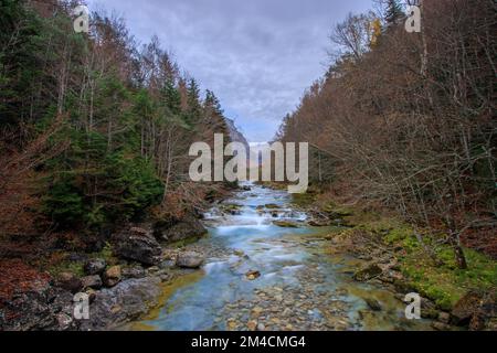 Kleine Wasserfälle im Ordesa-Tal in Huesca, Spanien Stockfoto
