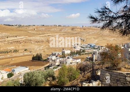 8. November 2022 die Vororte von Bethlehem Israel am Westjordanland vom Aussichtspunkt aus mit Blick auf die sogenannten Hirtenfelder Stockfoto