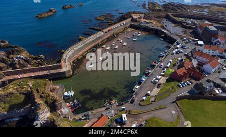 Luftaufnahme der Stadt Dunbar in den Lowlands von East Lothian, Schottland, Großbritannien - Foto: Geopix Stockfoto