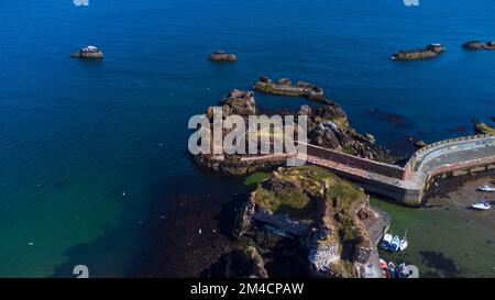 Luftaufnahme der Stadt Dunbar in den Lowlands von East Lothian, Schottland, Großbritannien - Foto: Geopix Stockfoto