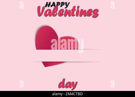 „Happy Valentines Day“-Text, Schriftzeichen für die Hand auf rotem, verlaufendem Hintergrund. Vektordarstellung. Romantisches Zitat, Postkarte, Einladung Stock Vektor