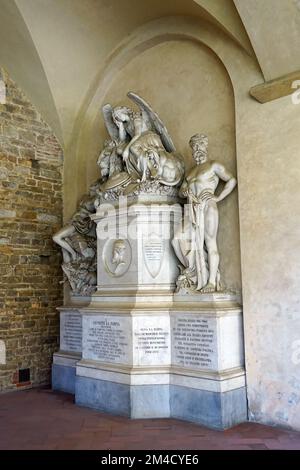 Denkmal für Giuseppe La Farina, Basilika di Santa Croce, Basilika des Heiligen Kreuzes, Florenz, Toskana, Italien, Europa Stockfoto