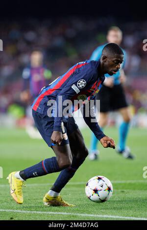 BARCELONA – SEP 7: Ousmane Dembele in Aktion während des Champions League-Spiels zwischen dem FC Barcelona und Viktoria Plzen im Spotify Camp Nou Stadion Stockfoto