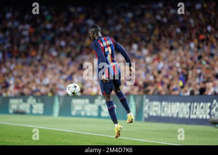 BARCELONA – SEP 7: Ousmane Dembele in Aktion während des Champions League-Spiels zwischen dem FC Barcelona und Viktoria Plzen im Spotify Camp Nou Stadion Stockfoto